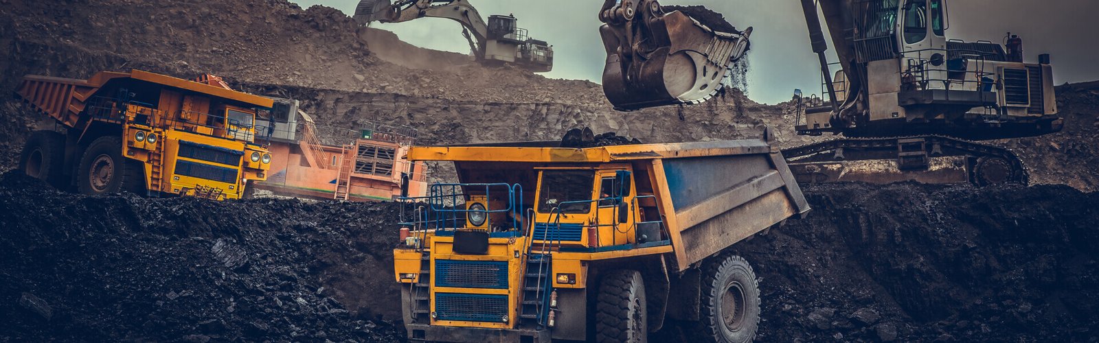 Heavy mining equipment working at a mine